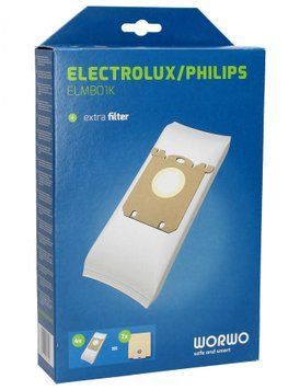 Набір мішків із мікроволокна (4 шт.) WORWO для пилососа PHILIPS (ELMB01K) 402343 фото
