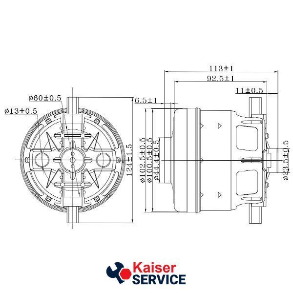 Двигун KW45350VCM Koolwen для пилососа 1600W (з виступом) 11058294 фото