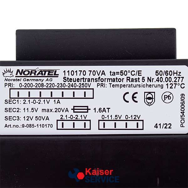 Трансформатор силовий Rational 40.00.277 1001.70 200-250V(70VA)-2.1V(1VA)/11.5V(20VA)/12V(50VA) 493913 фото