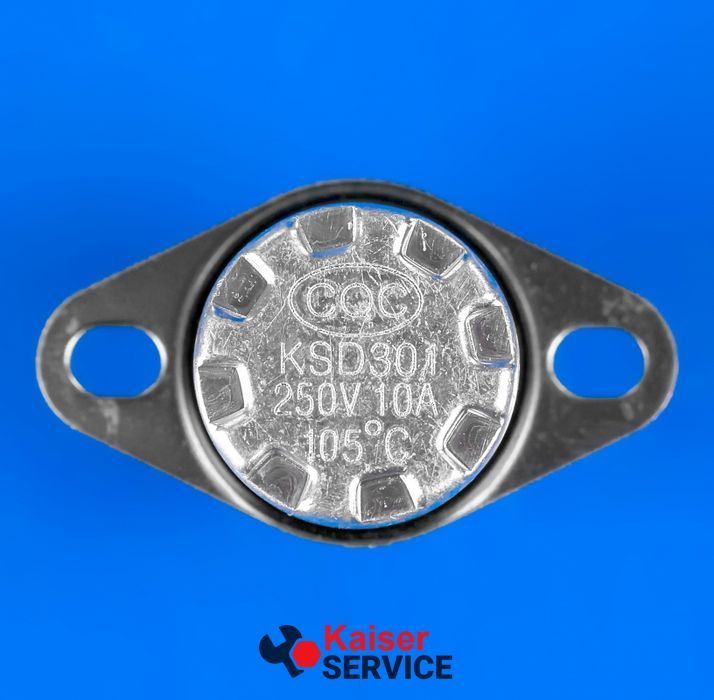 Термостат KSD301 105&deg;C 250В 10А (клеми перпендикулярно пластині кріплення) 11031370 фото