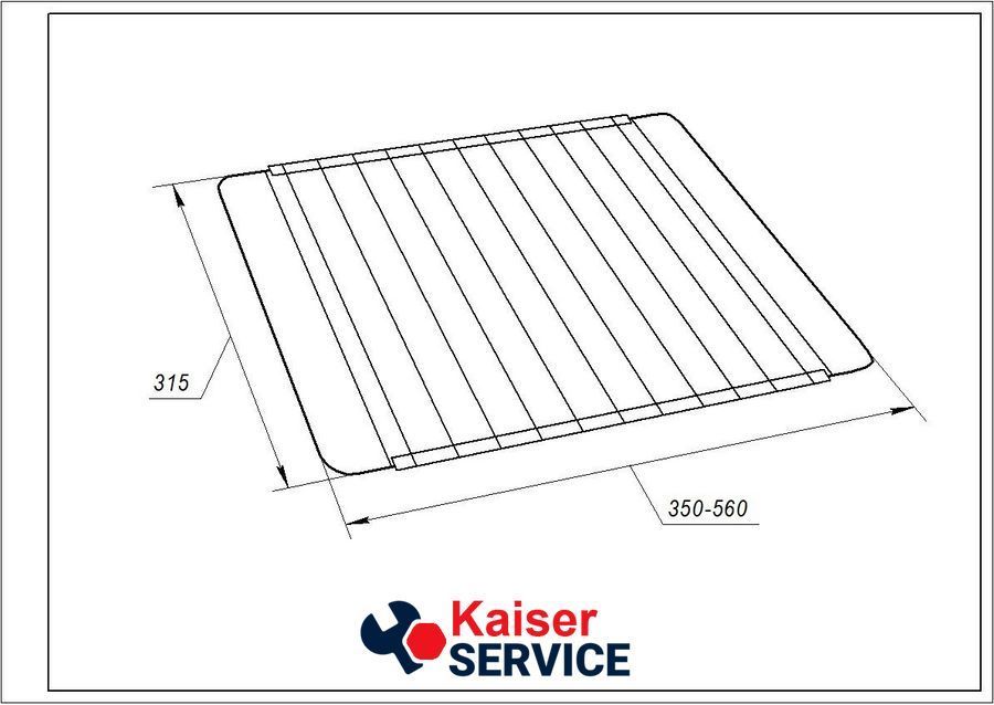 Решетка раздвижная 350-560x315mm для духовки (универсальная) 642002 фото