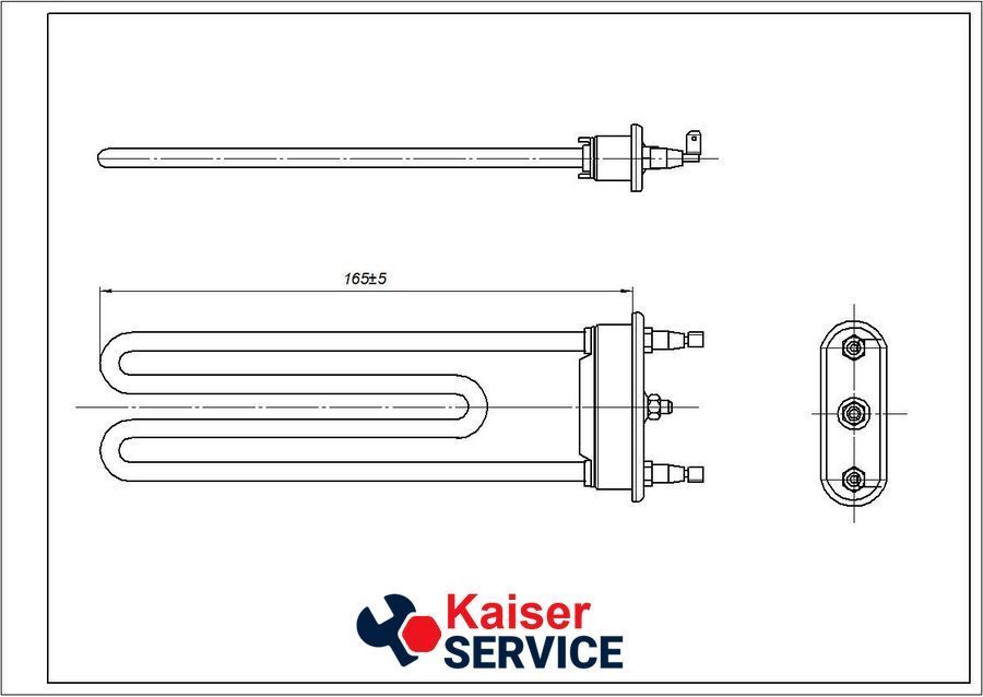 Тэн для стиральной машины INDESIT/ARISTON C00094715 TPO 165-SG-1700 Kawai L=165mm 1700W 617028 фото
