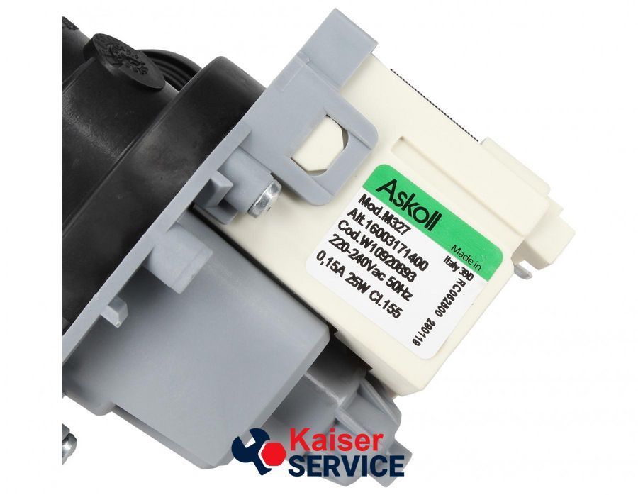 Помпа в зборі 25W M327 0,15A (конт. розд. ззаду, на 3 самор.) Askoll WHIRLPOOL (481010920893) 401402 фото