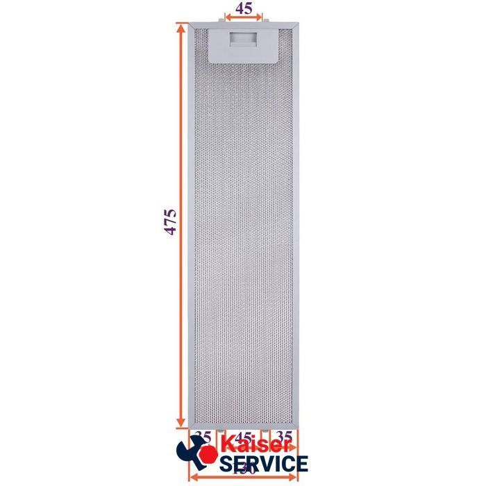 Фильтр жировой для вытяжки (металлический) 130x475x8mm (под защелки, универсальный) 11096975 фото