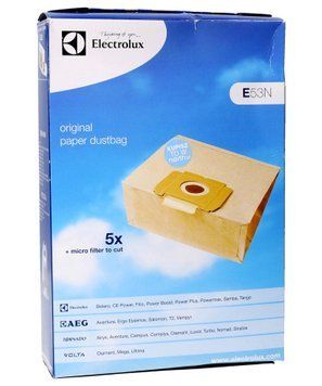 Набор мешков бумажных (5 шт.) E53N для пылесоса ELECTROLUX (9001959585) 283021 фото