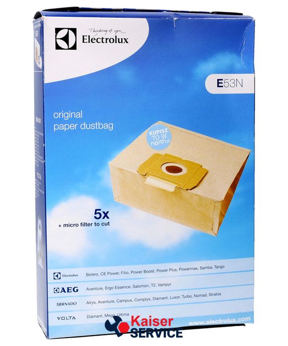 Набір мішків паперових (5 шт.) E53N для пилососу Electrolux (9001959585) 283021 фото