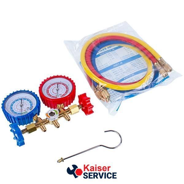 Манометрический коллектор 2- вентильный XM-R536G R-134 (R-22 R-404 R-12) + шланги 3шт.x900mm 616739 фото