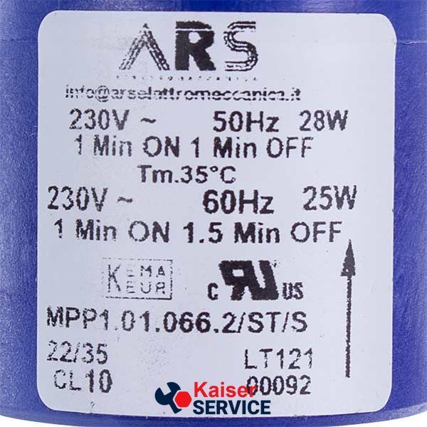 Помпа для автоматичної мийки UNOX KVL0009A XEBC/XEVC ARS MPP1.01.066.2/ST/S 28W 230V 492853 фото