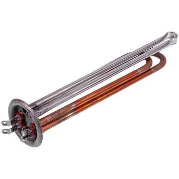 Тэн фланцевый для бойлера Thermex 2000W (медный) фланец 63mm, 2 трубки под датчик (под анод M4) 11108665 фото