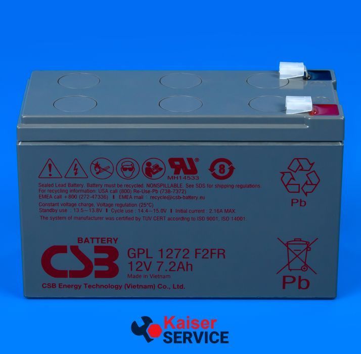 Акумуляторна батарея CSB GPL1272F2 12V 7,2Ah 11030584 фото