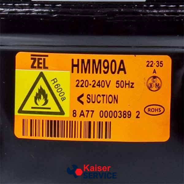 Компрессор для холодильника ZANUSSI ZEL HMM90A R600a 92W (с пусковым реле) 616828 фото