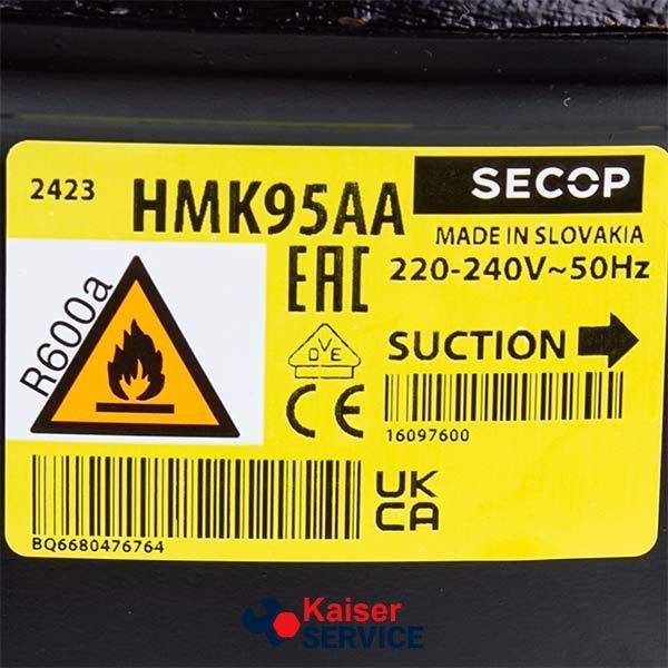 Компресор для холодильника SECOP (DANFOSS) HMK95AA R600a 167W (з пусковим реле ZAF-5) 616044 фото