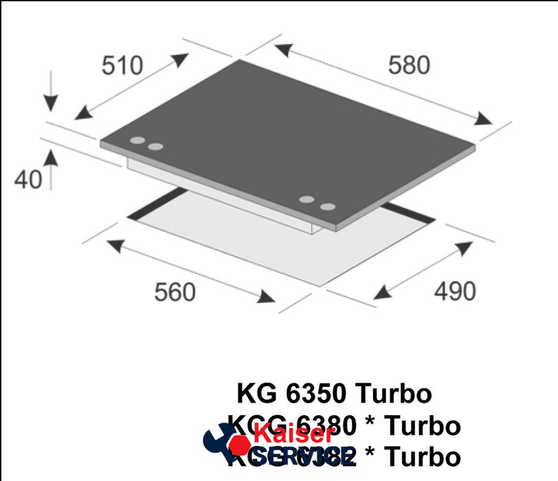 Варильна поверхня газова KAISER KCG 6380 W Turbo 7106 фото